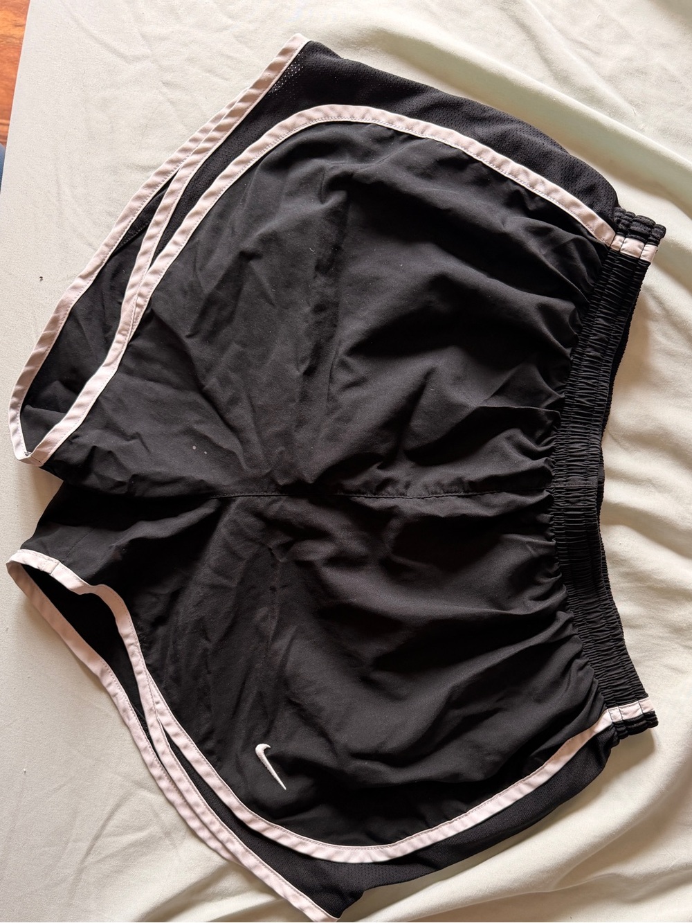 Nike Black Women's Athletic Shorts with Light Pink Trim